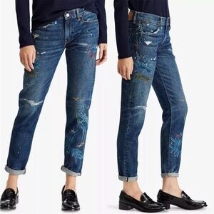 Polo Ralph Lauren Astor Slim Boyfriend Art to Wear Crane Jeans Womens Size 25